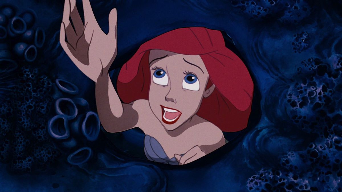 Ariel singing “Part of Your World” and reaching a hand out to the surface