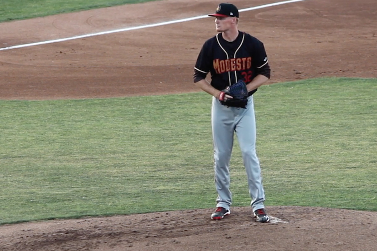 Howard, pictured here with Modesto, earned his first Double-A win on Saturday.