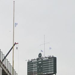 Ernie Banks flags still at half-staff