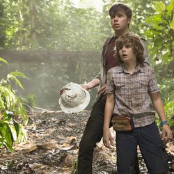 Nick Robinson and Ty Simpkins star in "Jurassic World."