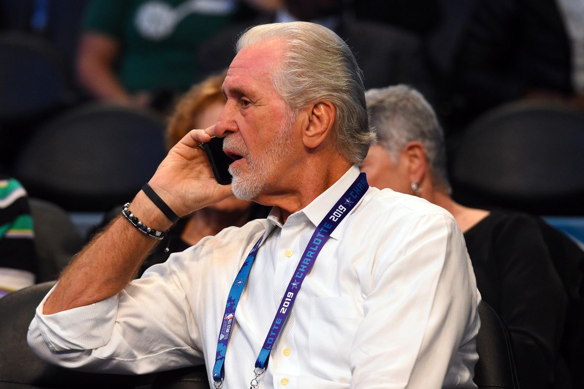 Miami Heat general manager Pat Riley during the 2019 NBA All-Star Game at Spectrum Center.&nbsp;