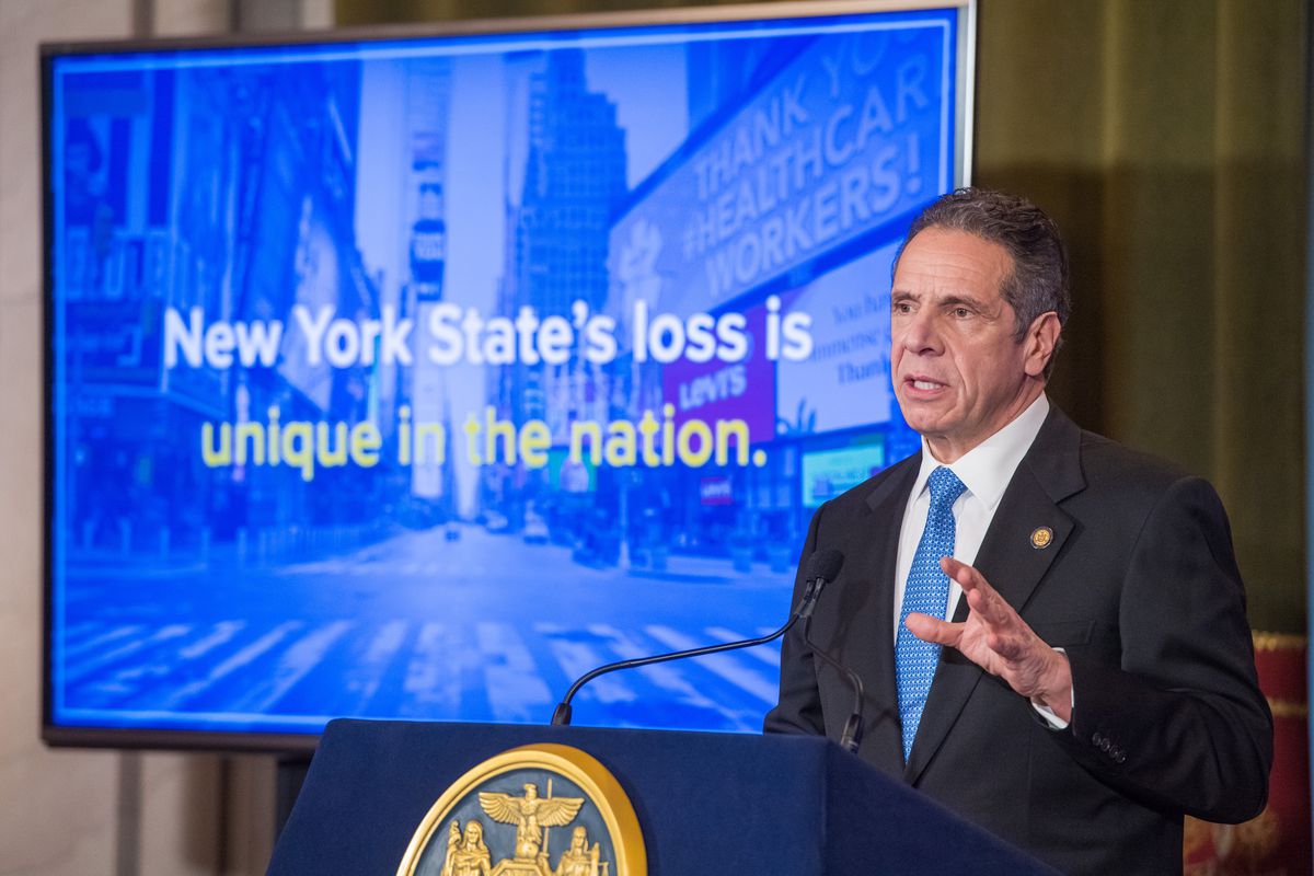 Governor Andrew Cuomo delivers his executive budget in Albany, Jan. 19, 2021.