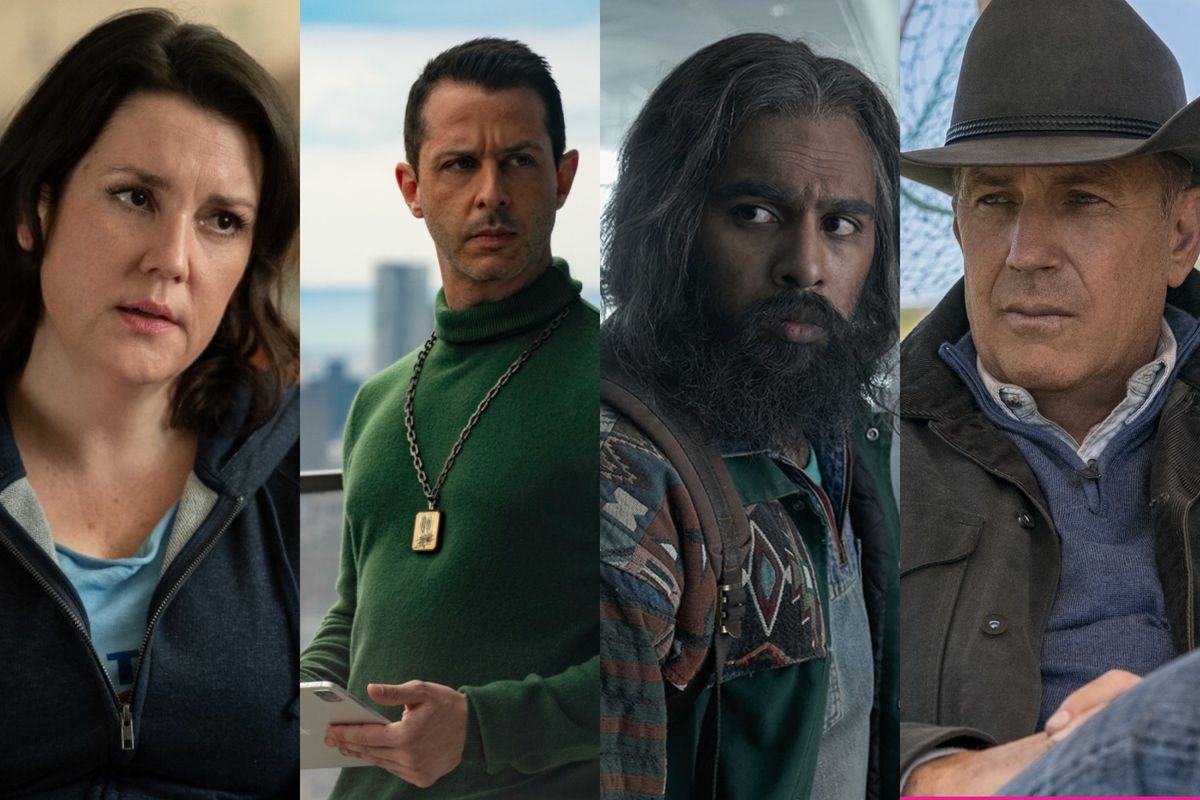 Melanie Lynskey stars in Yellowjackets, Jeremy Strong stars in Succession, Himesh Patel stars in Station Eleven, and Kevin Costner stars in Yellowstone.