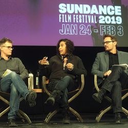 John Nein, Sundance Film Festival senior programmer, Shari Frilot, New Frontier chief curator and Sundance Film Festival senior programmer, and David Courier, Sundance Film Festival senior programmer, speak during the 2019 Sundance Film Festival Day One Press Conference at the Egyptian Theatre in Park City on Thursday, Jan. 24, 2019.