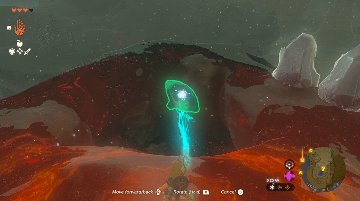Link drops a goddess eye into the Depths in Zelda Tears of the Kingdom.