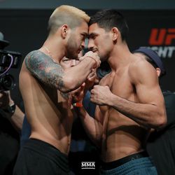 Benito Lopez and Manny Bermudez square off at UFC Phoenix weigh-ins.