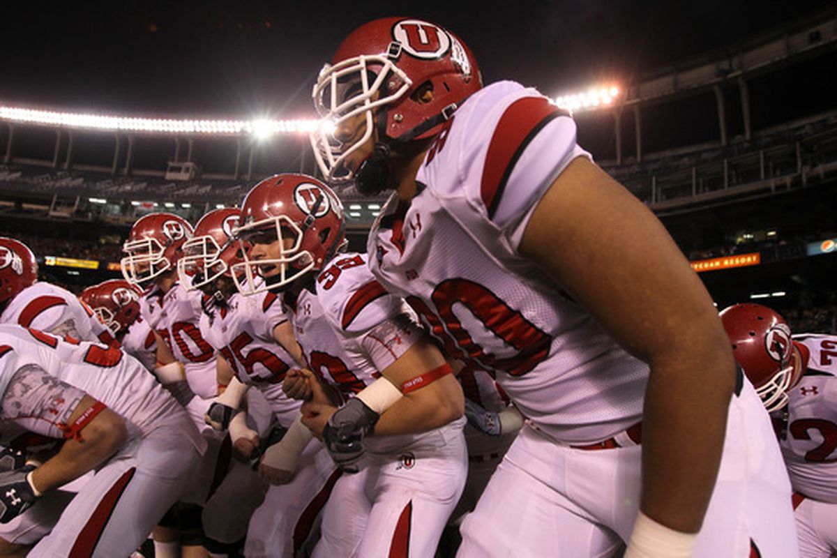 SAN DIEGO - NOVEMBER 20:  The Utah Utes get ready to take the field for the game with the San Diego State Aztecs at Qualcomm Stadium on November 20 2010 in San Diego California.  Utah won 38-34.  (Photo by Stephen Dunn/Getty Images)