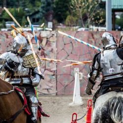 The Knights of Mayhem, led by Eagle Mountain native and world jousting champion Charlie Andrews, puts on jousting performances each year at the Utah Renaissance Faire.