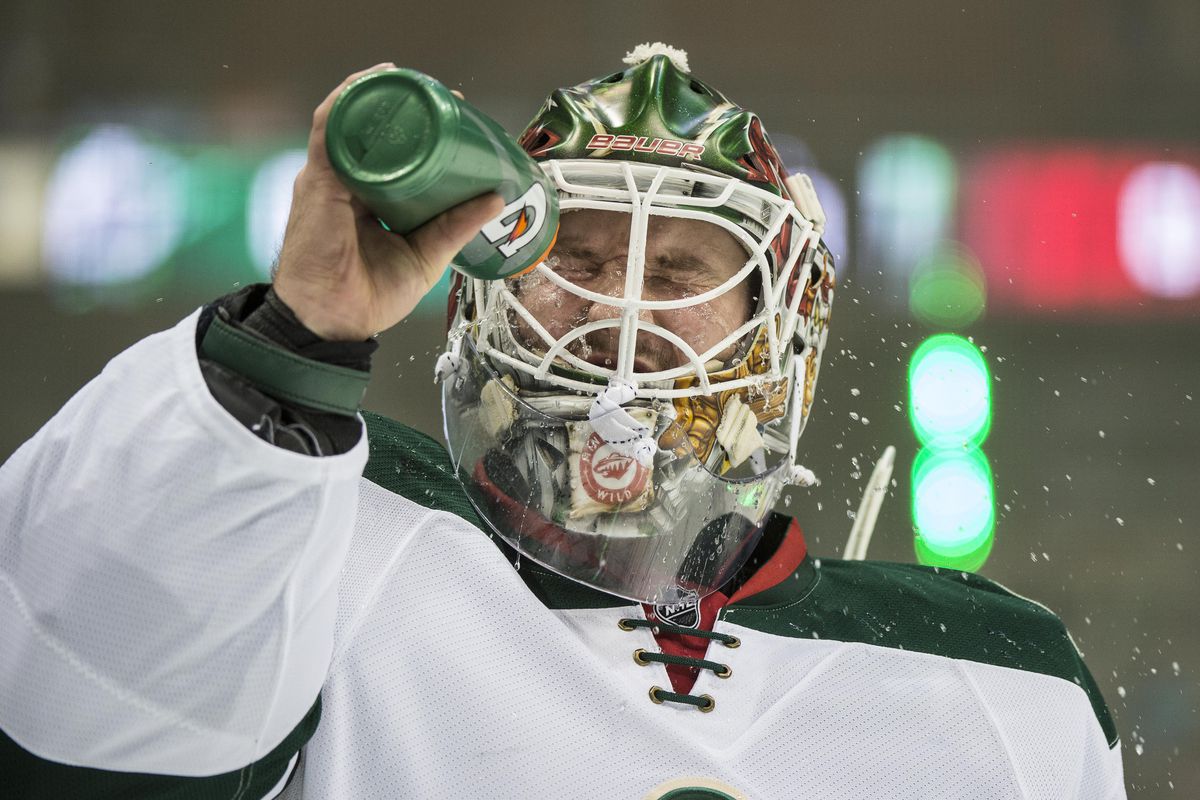Duubs prepares himself for the Jan. 9th game in Dallas by squirting water in his face