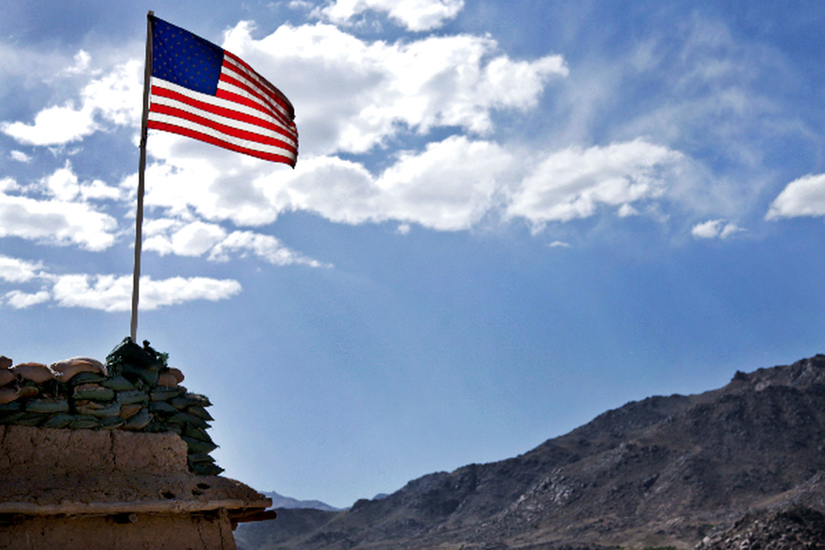 American flag over Forward Operating Base Baylough, Zabul Province, Afghanistan (Photo Credit: United States Army)