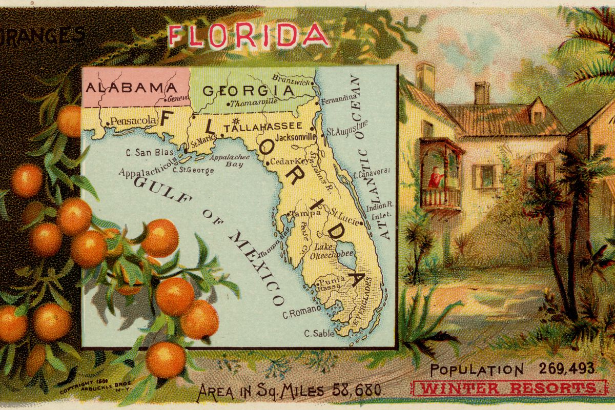 A map of Florida from 1889.