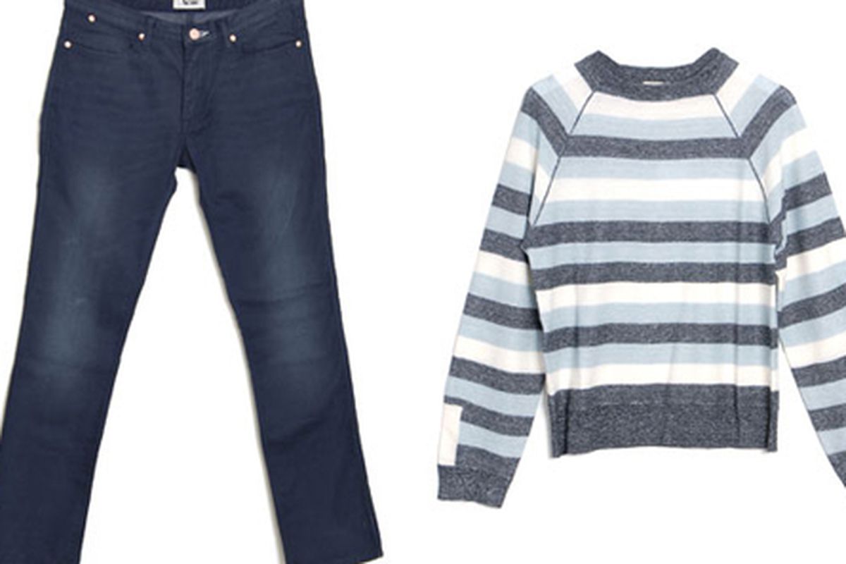 Acne jeans and Billy Reid sweater via <a href="http://shopbird.com/">Bird</a>