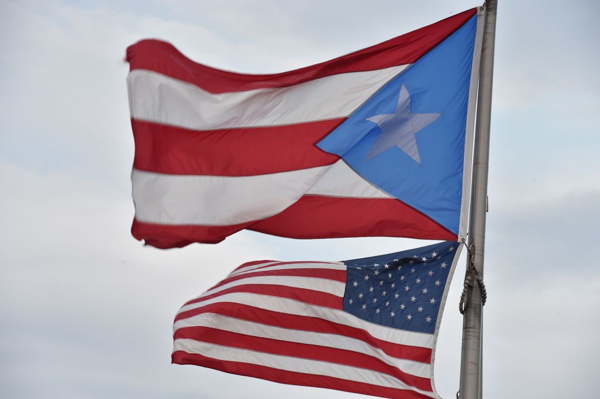 The Puerto Rico and US flags.