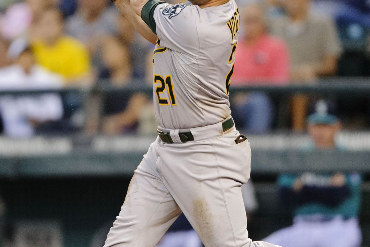 Vogt rides an 11-game hitting streak. He bats second tonight and plays first.