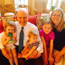 President Russell M. Nelson with daughter Sylvia and great grandchildren.