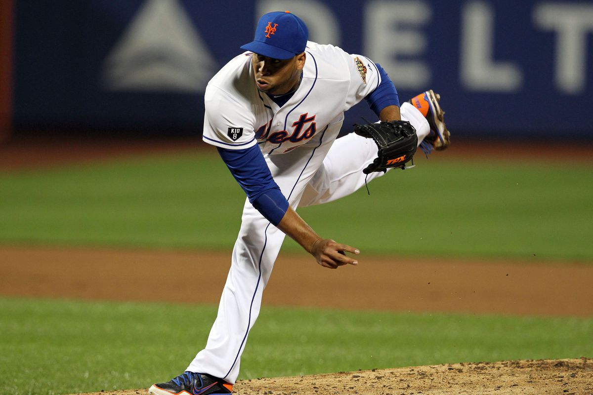 New York, NY, USA; Former New York Mets pitcher Pedro Beato (27) throws a pitch during the fifth inning of a game against the Los Angeles Dodgers at Citi Field. Mandatory Credit: Brad Penner-US PRESSWIRE