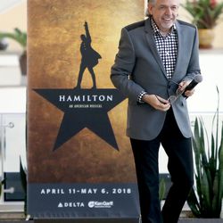 Luis A. Miranda, Jr., co-founder of The MirRam Group and father of "Hamilton" creator, Lin-Manuel Miranda, talks about the Hamilton Education Program at the Eccles Theater in Salt Lake City on Thursday, Oct. 26, 2017.