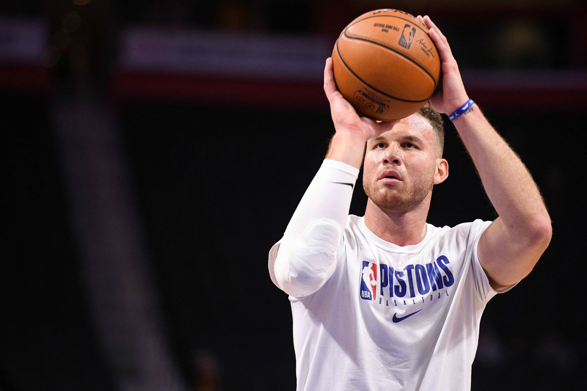 Detroit Pistons forward Blake Griffin warms up before the game against the Toronto Raptors at Little Caesars Arena.&nbsp;