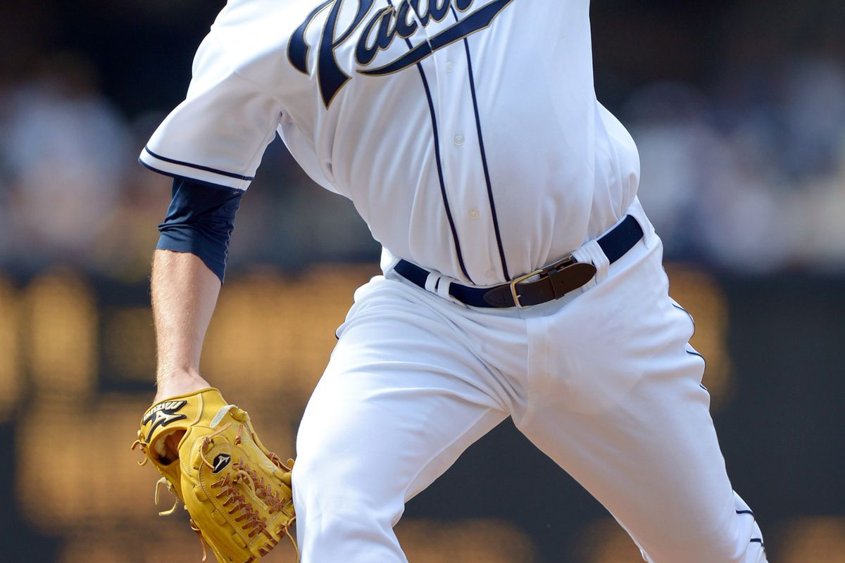 Aug 22, 2012; San Diego, CA, USA; San Diego Padres pitcher Andrew Werner pitches during the second inning against the Pittsburgh Pirates at Petco Park. Mandatory Credit: Jake Roth-US PRESSWIRE