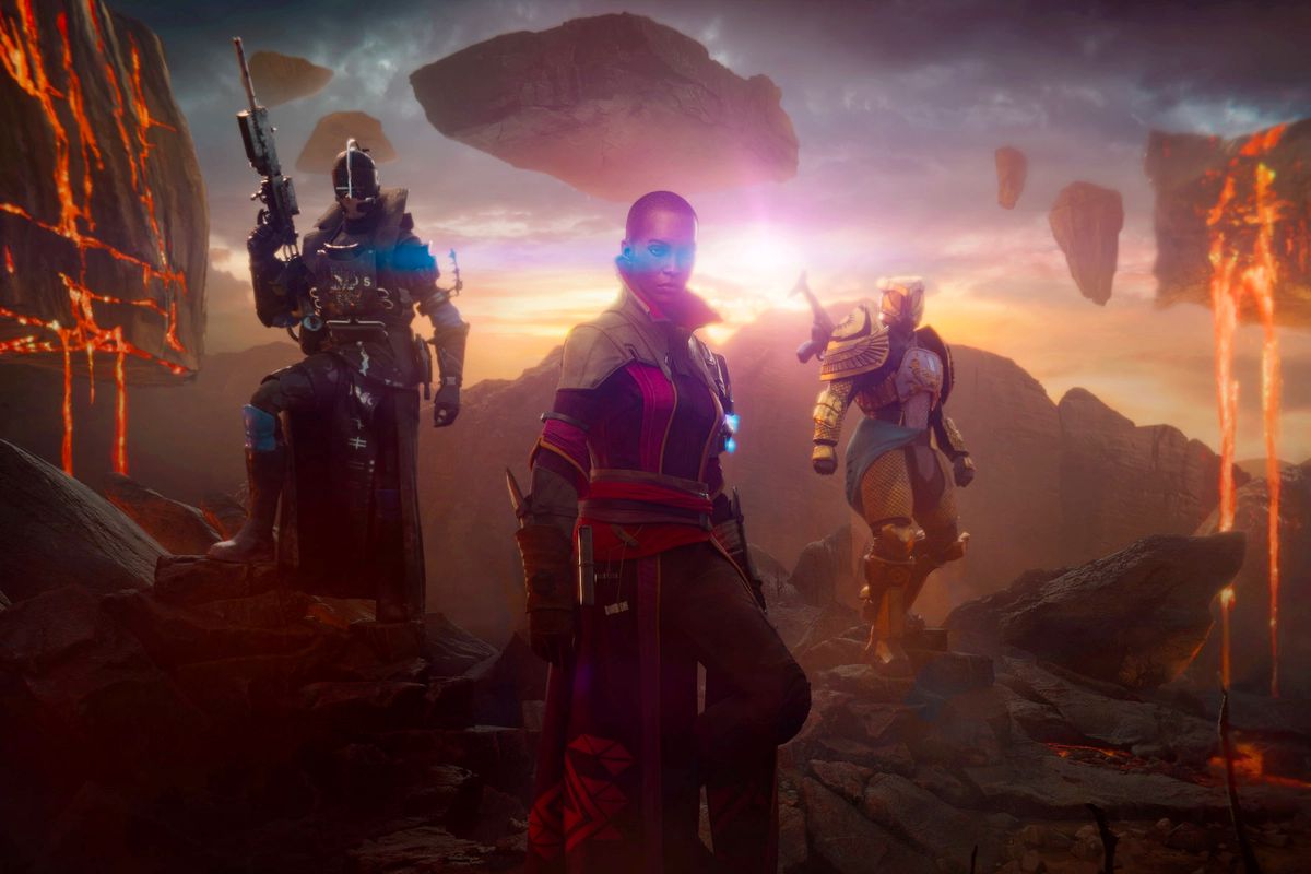 Artwork of Destiny 2: The Final Shape, featuring Ikora Rey flanked by two Guardians