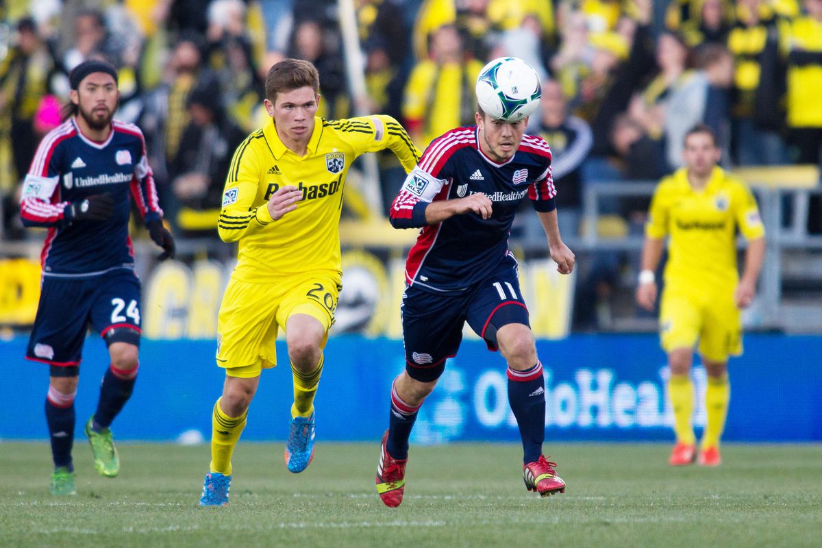 Wil Trapp, who faces a trial to try and earn a spot on the U.S. national team, running down a ball for Columbus Crew SC