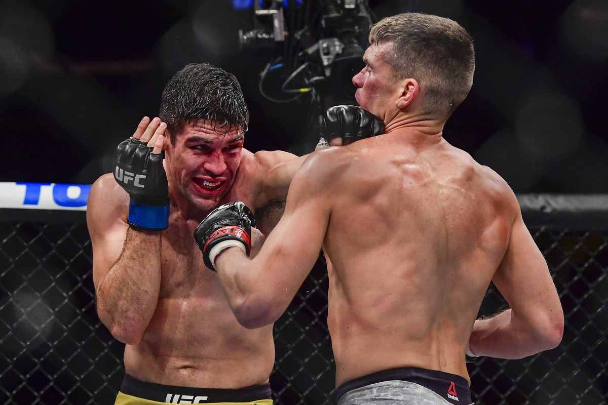 Stephen Thompson of the United States fights against Vicente Luque of the United States in in the Welterweight bout during UFC 244 at Madison Square Garden on November 02, 2019 in New York City.