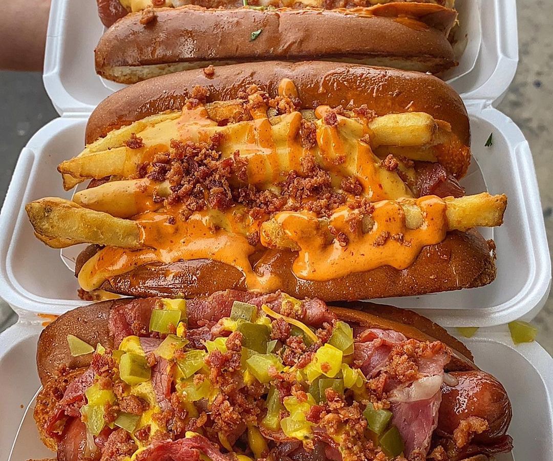 Hot dogs from Dirt Dog.