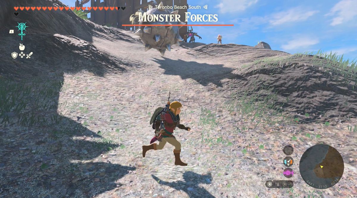 Link runs from a spike ball in Zelda: Tears of the Kingdom