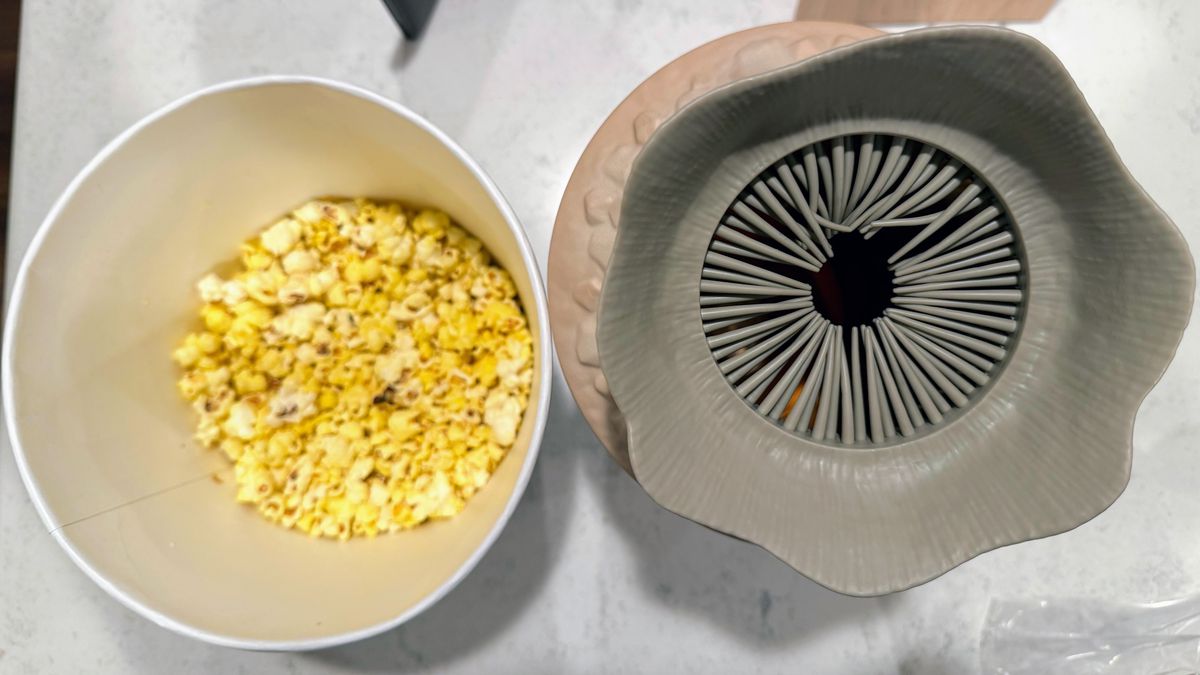 The Dune bucket sits next to a normal popcorn bucket, seen from bird’s eye view