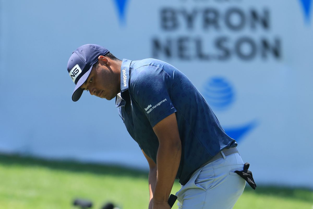 Sebastian Munoz of Colombia putts on the 17th green during the first round of the AT&amp;T Byron Nelson at TPC Craig Ranch on May 12, 2022 in McKinney, Texas.