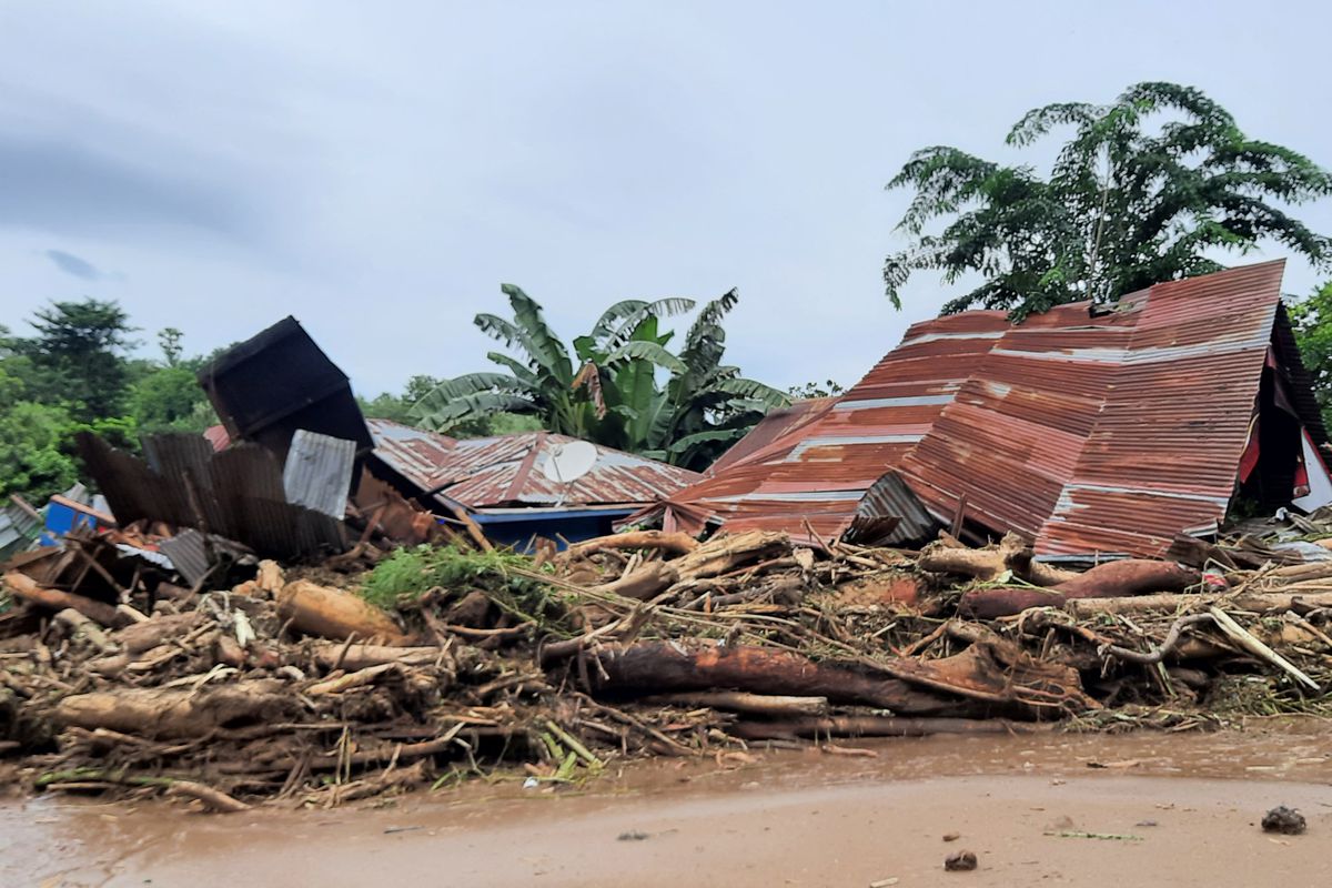 A home flattened by a cyclone.