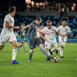 August 14, 2019 - Saint Paul, Minnesota, United States - Special Olympics teams representing Minnesota United FC and The Colorado Rapids play a match at Allianz Field. (Tim C McLaughlin)