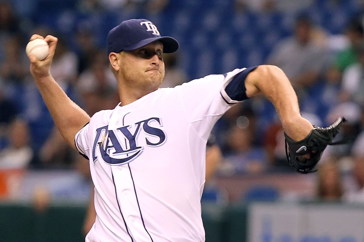 September 4, 2012; St. Petersburg, FL, USA; Tampa Bay Rays starting pitcher Alex Cobb (53) throws a pitch in the third inning against the New York Yankees at Tropicana Field. Mandatory Credit: Kim Klement-US PRESSWIRE