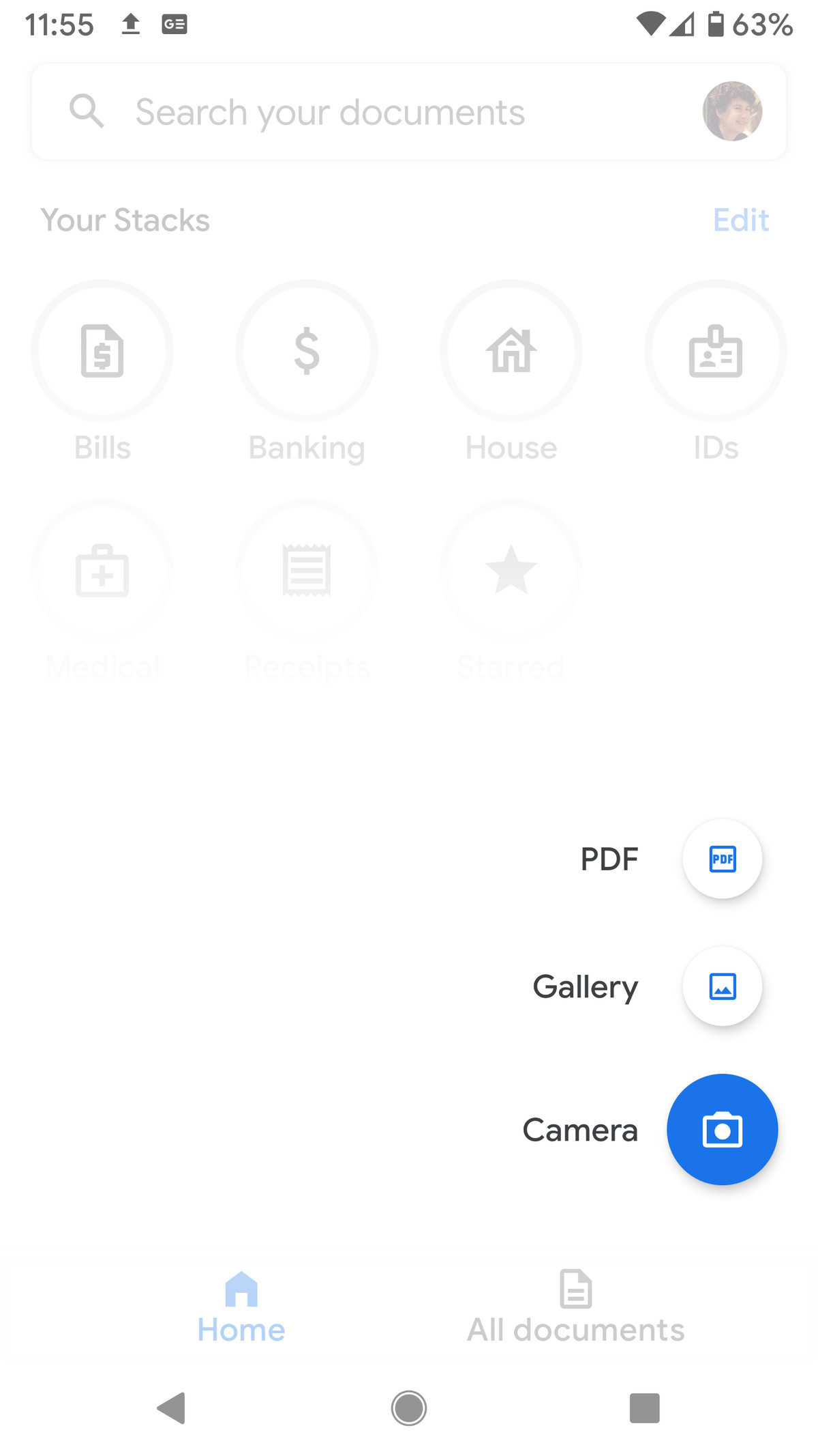 You can add an existing PDF or scan one using your phone’s camera.