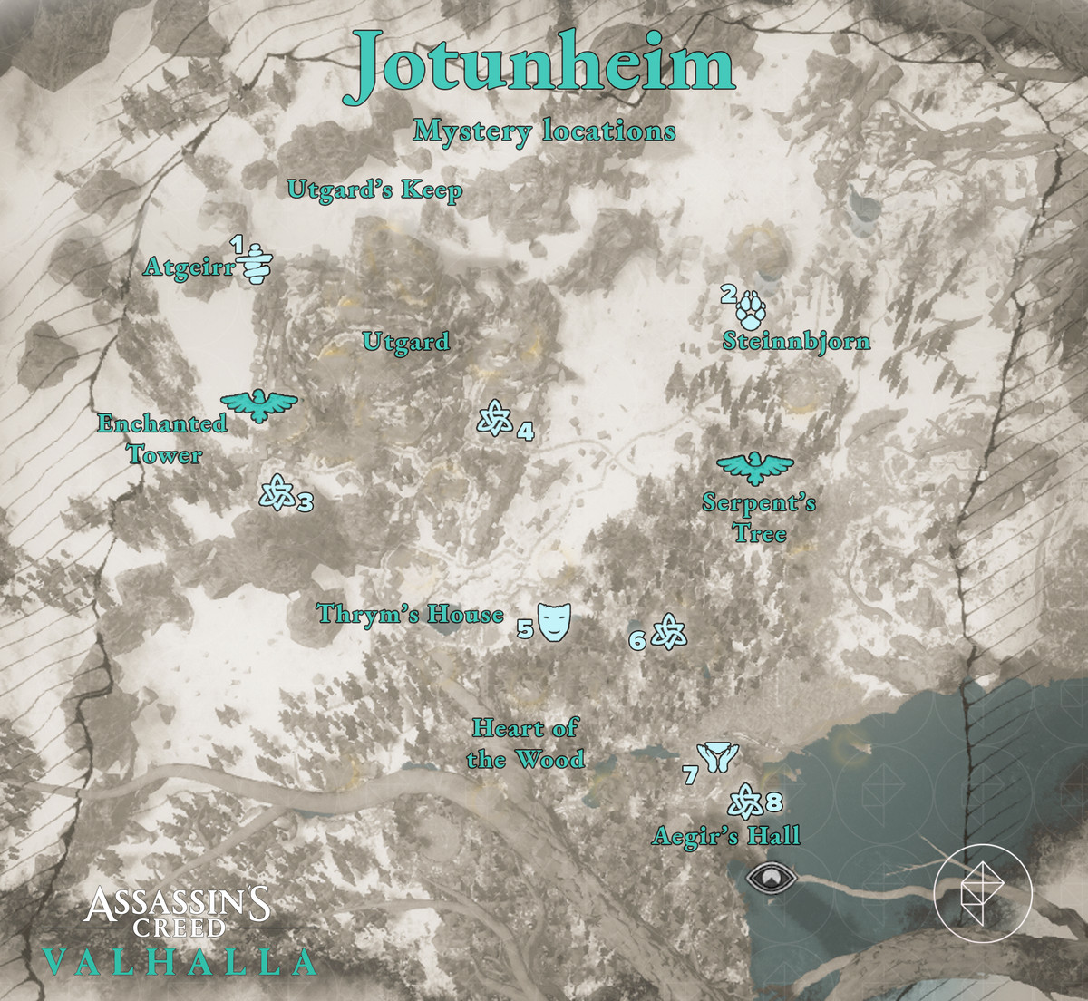 Jotunheim Mysteries locations map 