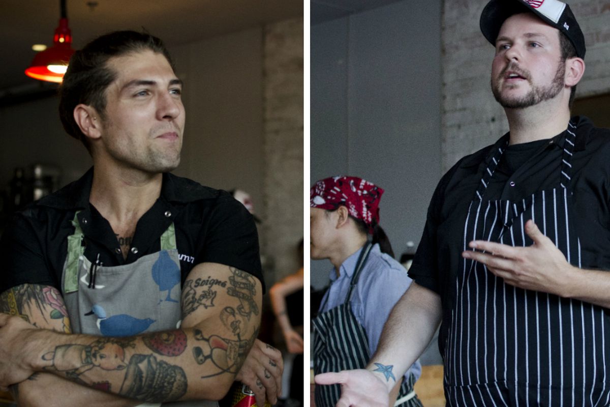 Sam Monsour and Mark O'Leary at The Future of Junk Food at La Brasa, September 2014