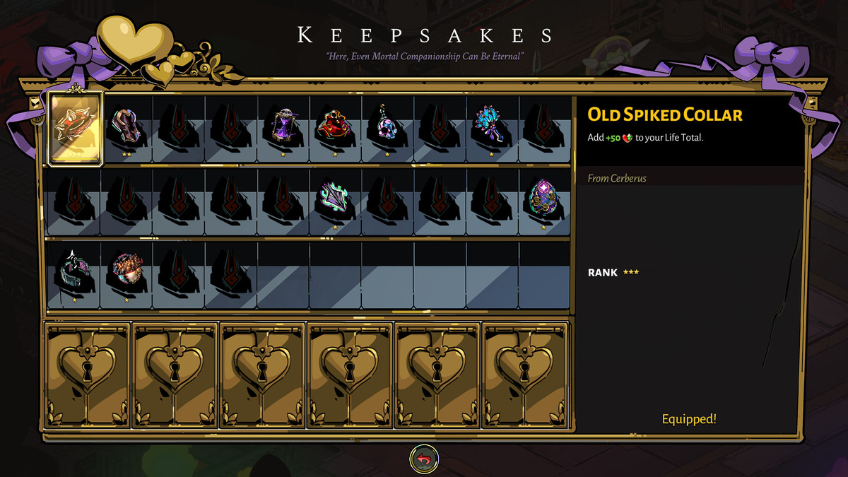 A screenshot of Hades’ Keepsake Collection