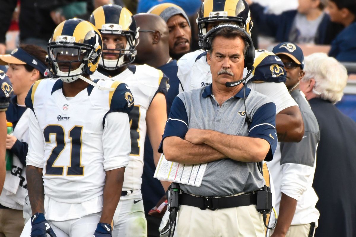 Former Los Angeles Rams Head Coach Jeff Fisher during a Week 14 loss to the Atlanta Falcons in 2016