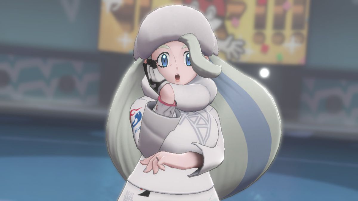 Circhester’s ice-type gym leader, Melony, poses in Pokémon Shield