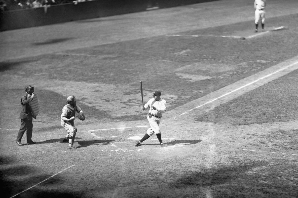 Babe Ruth Striking out During Practice