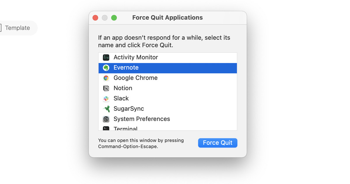 Use the “Force Quite Applications” menu to shut down an erring app.