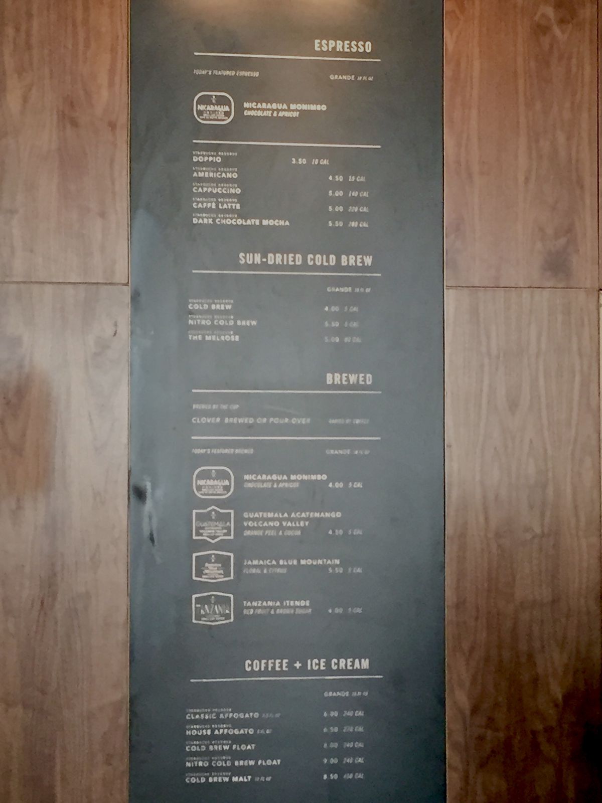 Reserve menu starbucks