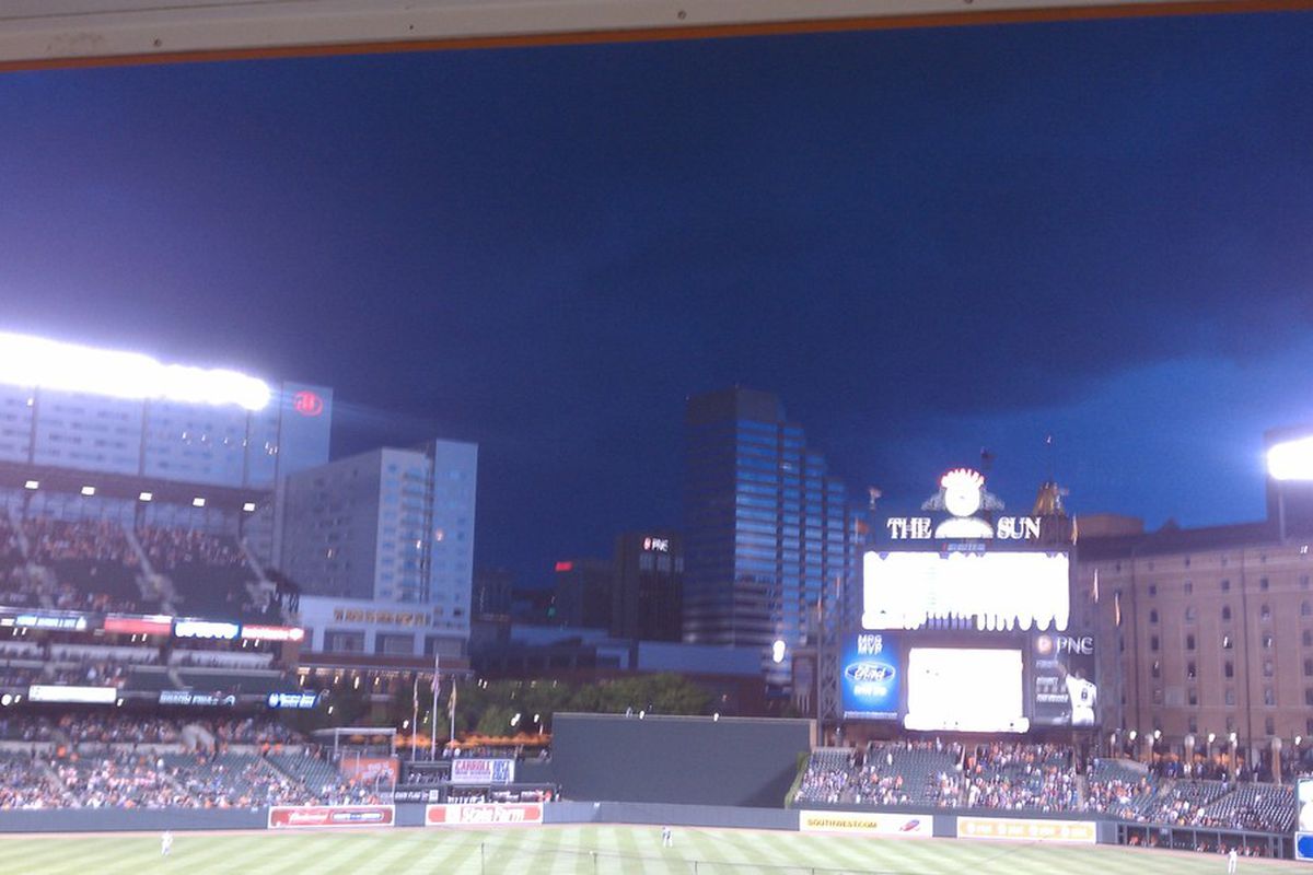 The ominous clouds rolling over Camden Yards aptly illustrate tonight's game. 