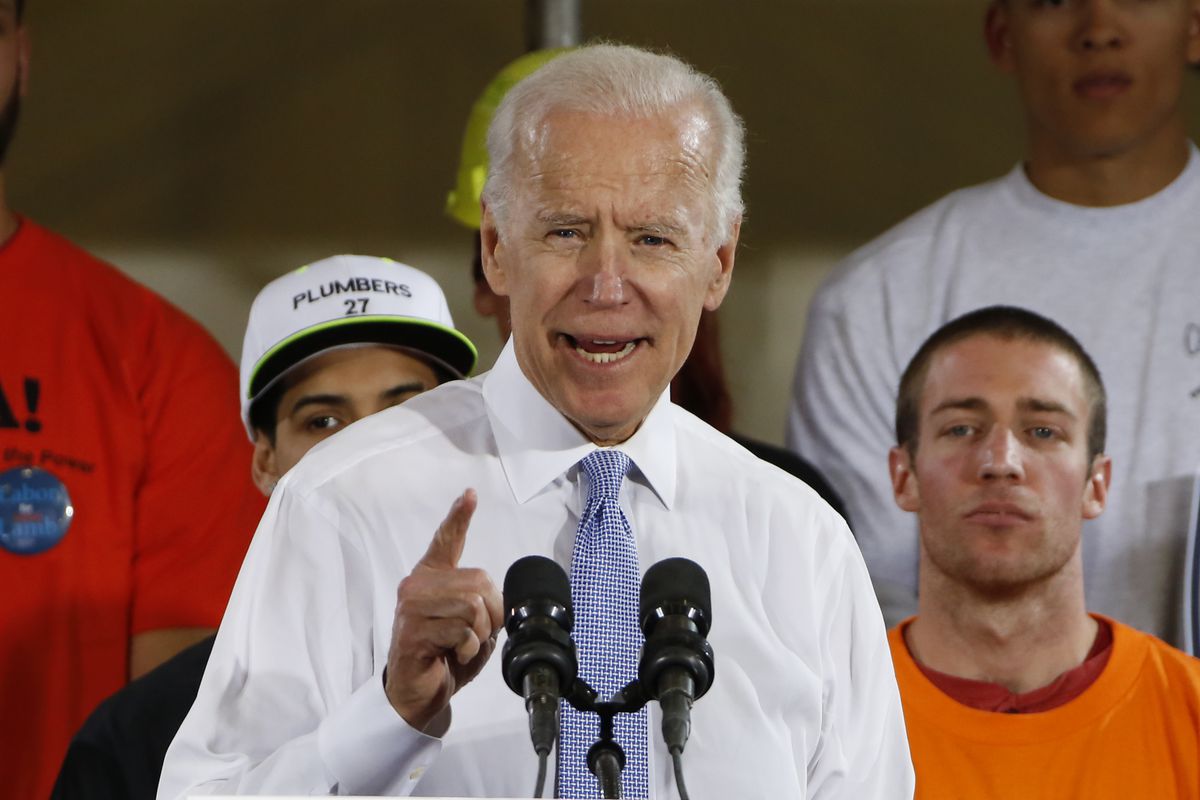 In this March 6, 2018, file photo, former Vice President Joe Biden speaks at a rally in support of Conor Lamb, the Democratic candidate for the March 13 special election in Pennsylvania's 18th Congressional District in Collier, Pa. Biden has formally join