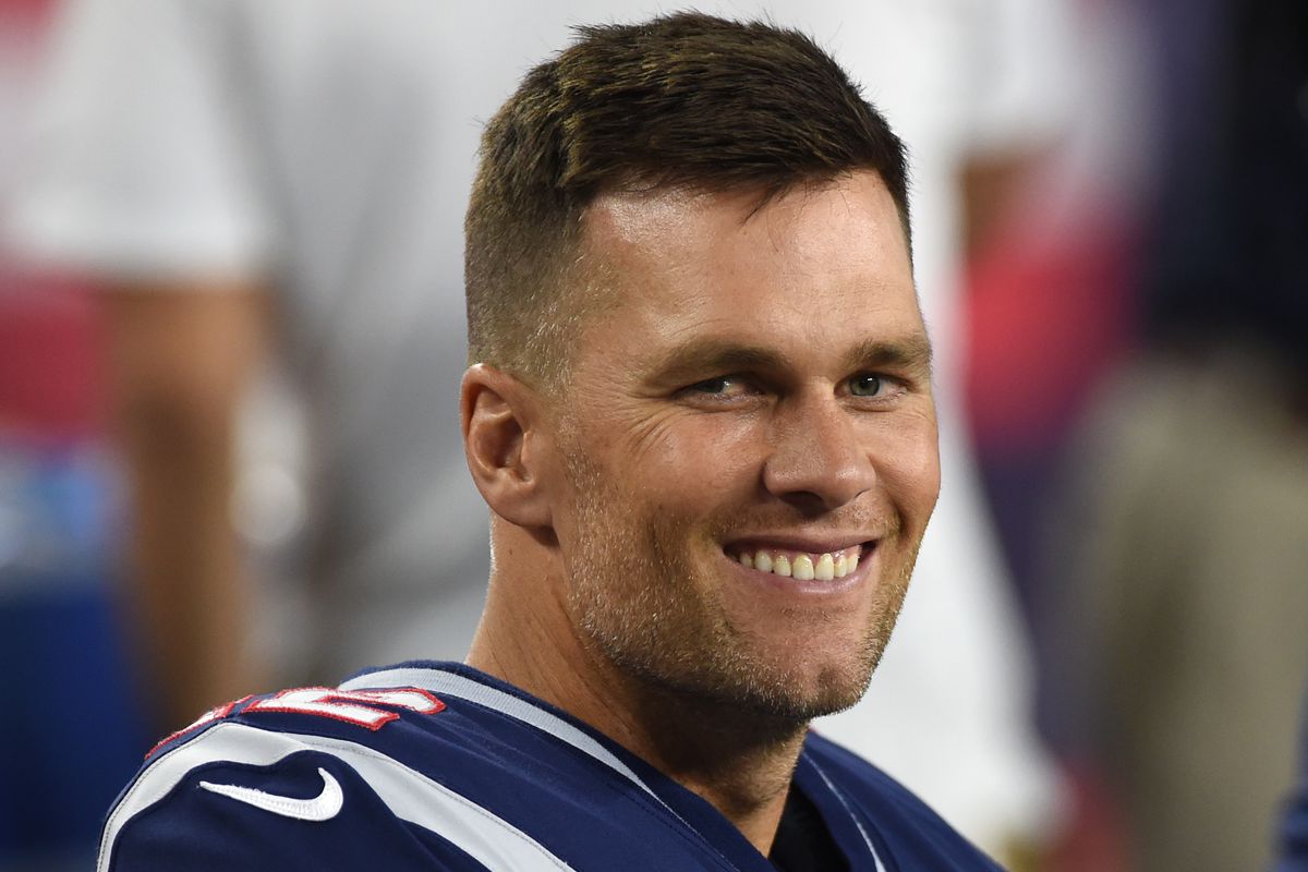 New England Patriots quarterback Tom Brady smiles during the second half against the New York Giants at Gillette Stadium.