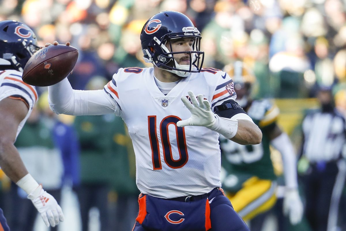 In his last game against the Packers, Mitch Trubisky completed 29 of 53 passes for 334 yards with one touchdown and two interceptions for a 64.5 passer rating.