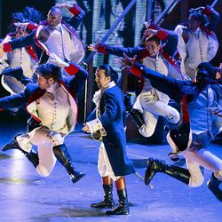Actor Lin-Manuel Miranda, center, of "Hamilton" performs at the Tony Awards at the Beacon Theatre on Sunday, June 12, 2016, in New York. "Hamilton" is still on Broadway, but much of the original cast members have left the show.