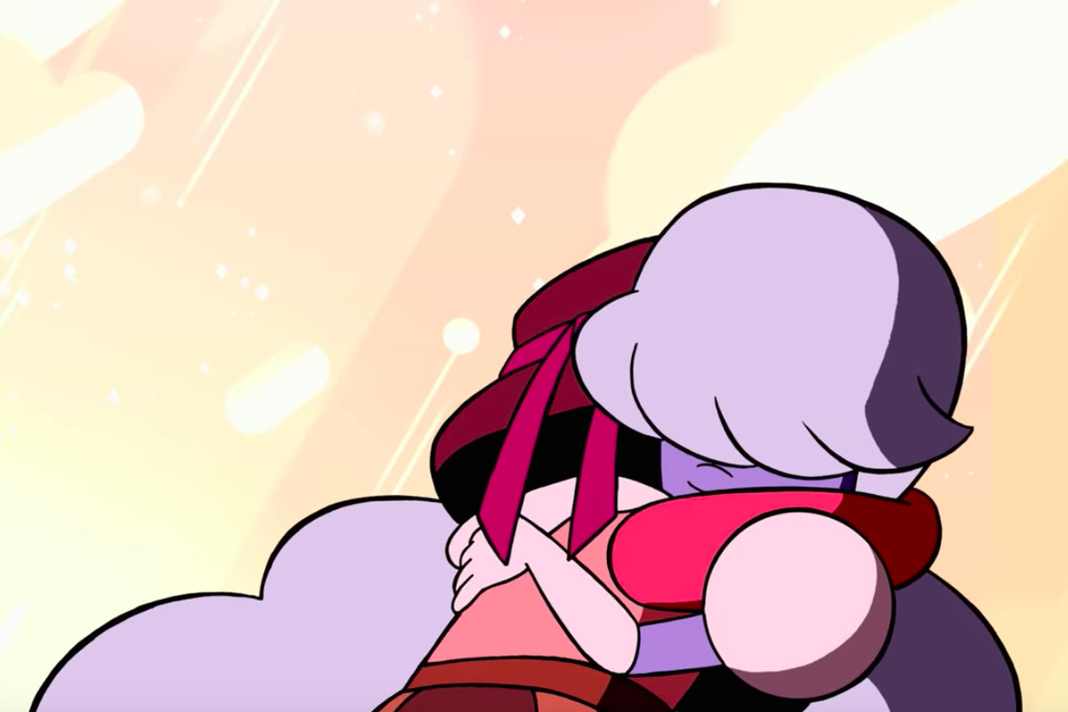 Steven Universe - Ruby and Sapphire embracing after they get engaged