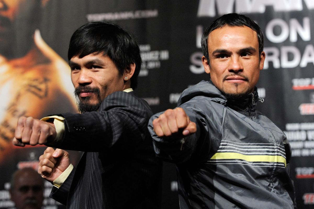 One more time? Manny Pacquiao and Juan Manuel Marquez may meet again on November 10. (Photo by Ethan Miller/Getty Images)