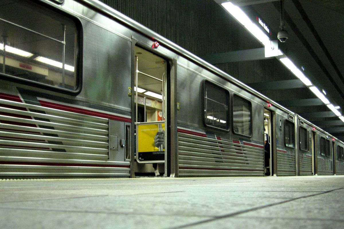 Train cars in the subway